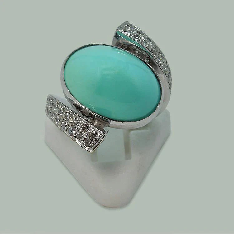 Bague Cocktail Turquoise Fabriquée à La Main