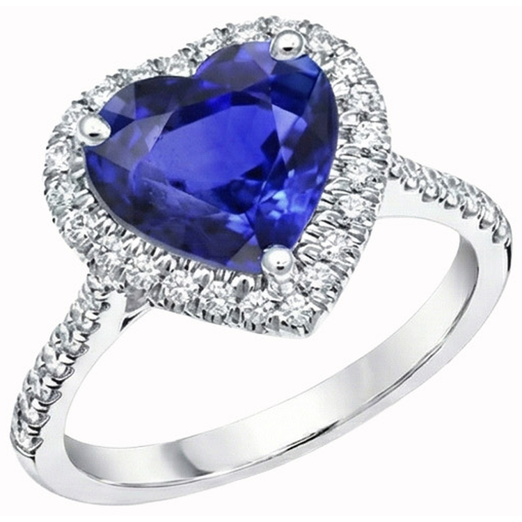 naturel round saphir 4carats bague vue de face
