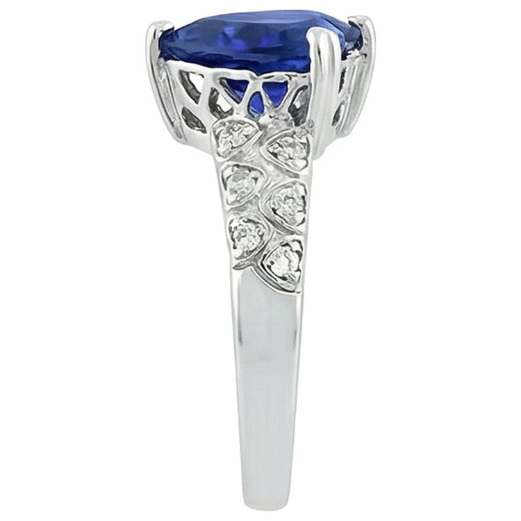 Bague Coeur Saphir Bleu Ceylan Avec Diamants Naturels Extraits des Mines ( et non cultivés en laboratoire ) Or 7 Carats 14K