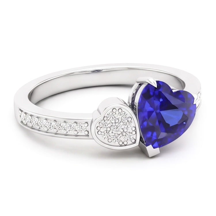 Bague Coeur Saphir Bleu Pierres Précieuses 2.50 Carats Diamants Or Blanc