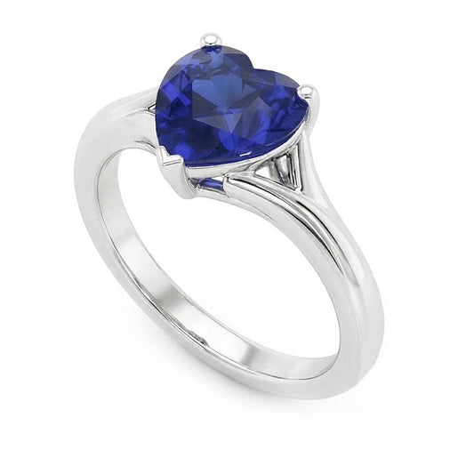 Bague Coeur Solitaire Or Saphir Split Tige 2.50 Carats