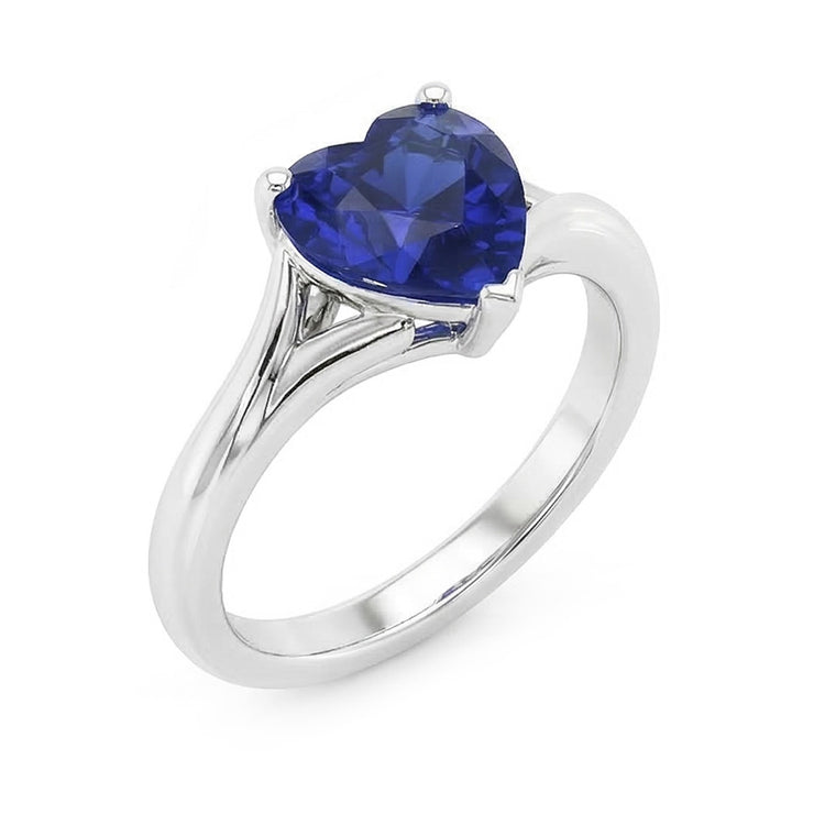 Bague Coeur Solitaire Or Saphir Split Tige 2.50 Carats
