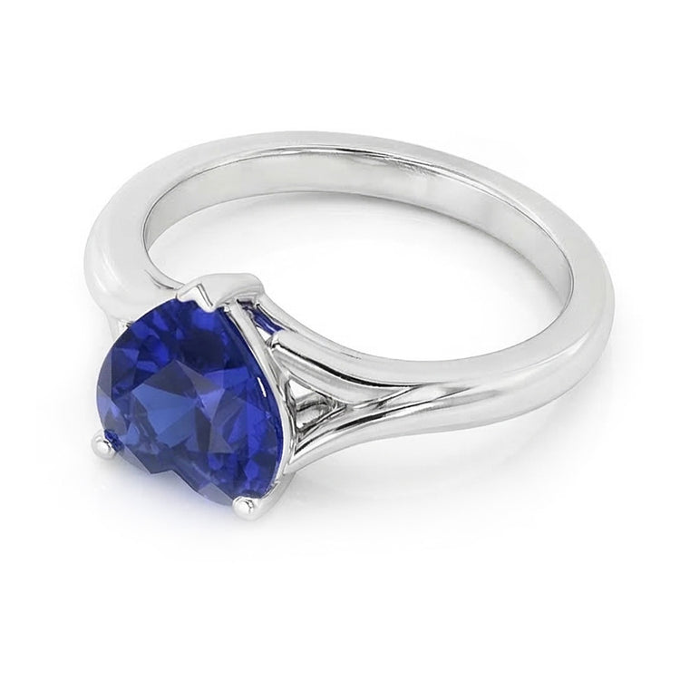 Bague Coeur Solitaire Or Saphir Split Tige 2.50 Carats