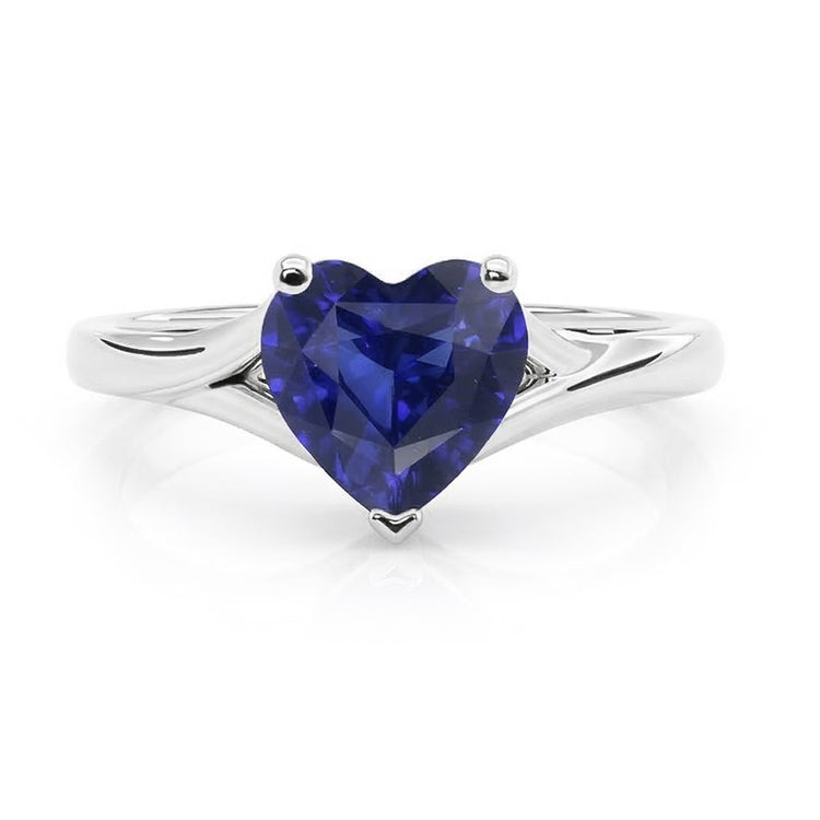Bague Coeur Solitaire Or Saphir Split Tige 2.50 Carats