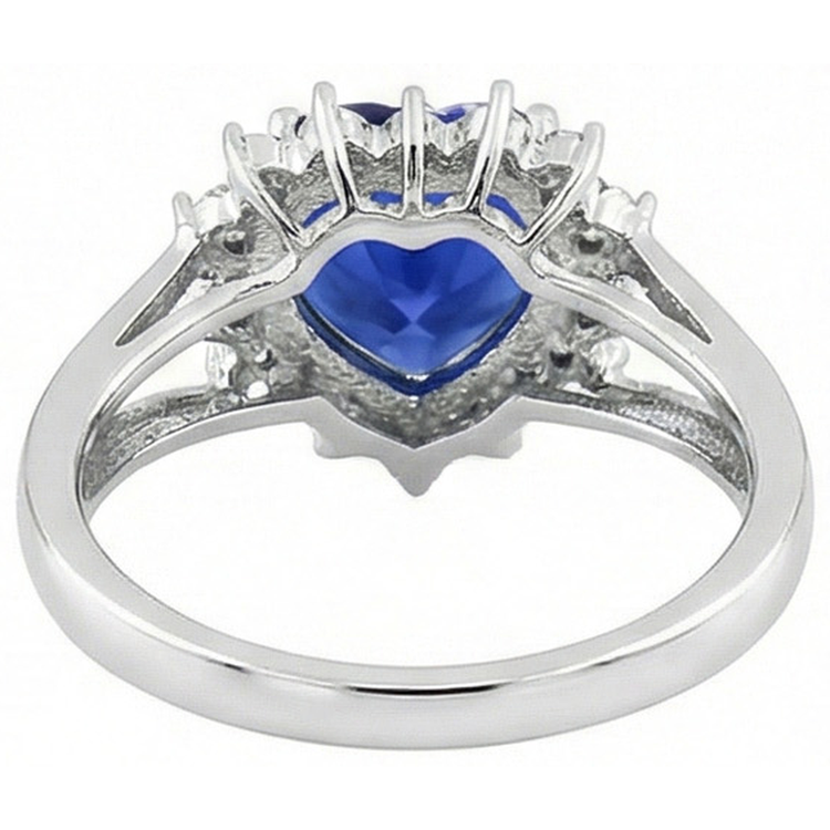 Bague Coeur Sri Lanka Saphir Bleu Et Diamants Naturels Extraits des Mines ( et non cultivés en laboratoire ) 7.61 Ct