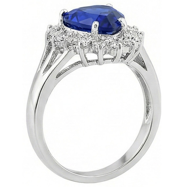 Bague Coeur Sri Lanka Saphir Bleu Et Diamants Naturels Extraits des Mines ( et non cultivés en laboratoire ) 7.61 Ct