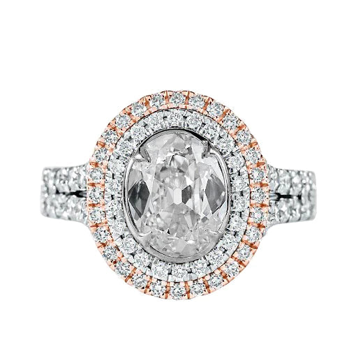 Bague Coussin Double Halo Vieux Mineur Réel Diamants Serti Clos 5.25 Carats