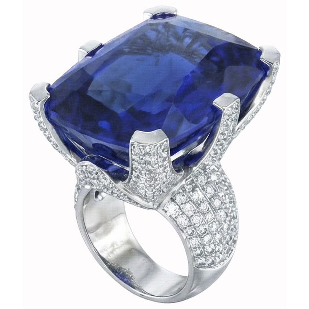 naturel cushion diamant 8.51carats bague vue de face