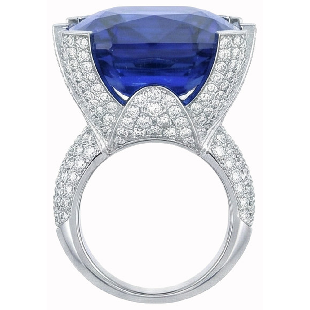naturel cushion diamant 8.51carats bague vue de profil