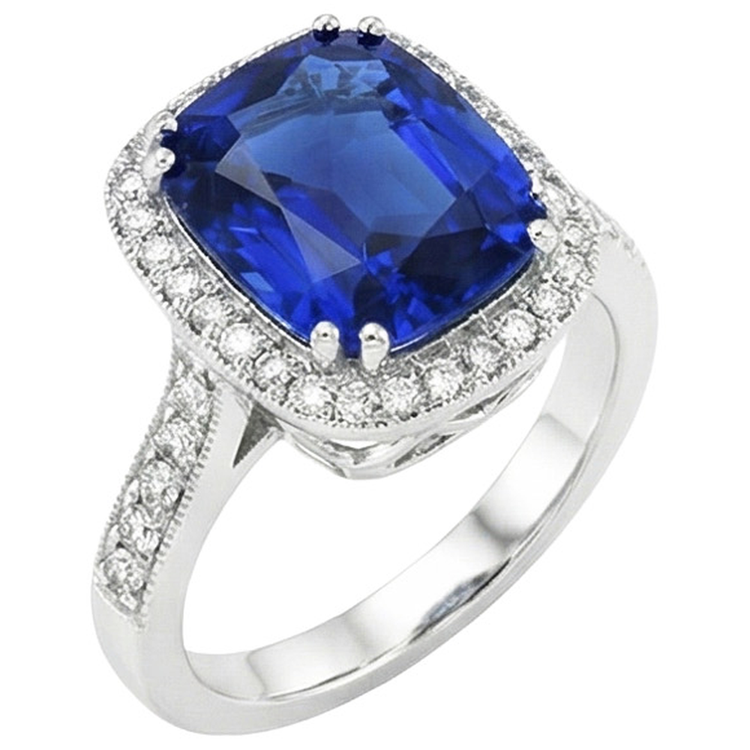 naturel cushion diamant 4.55carats bague angle de côté