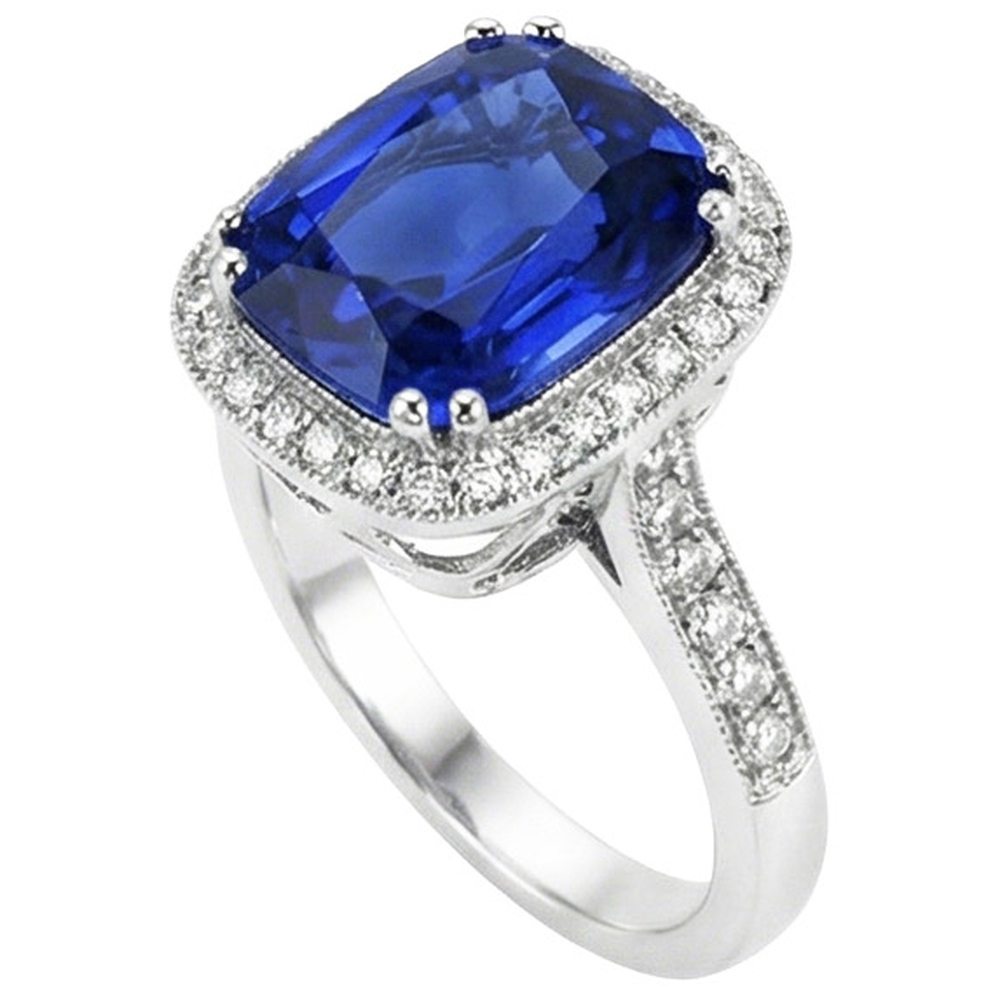 naturel cushion diamant 4.55carats bague détail rapproché