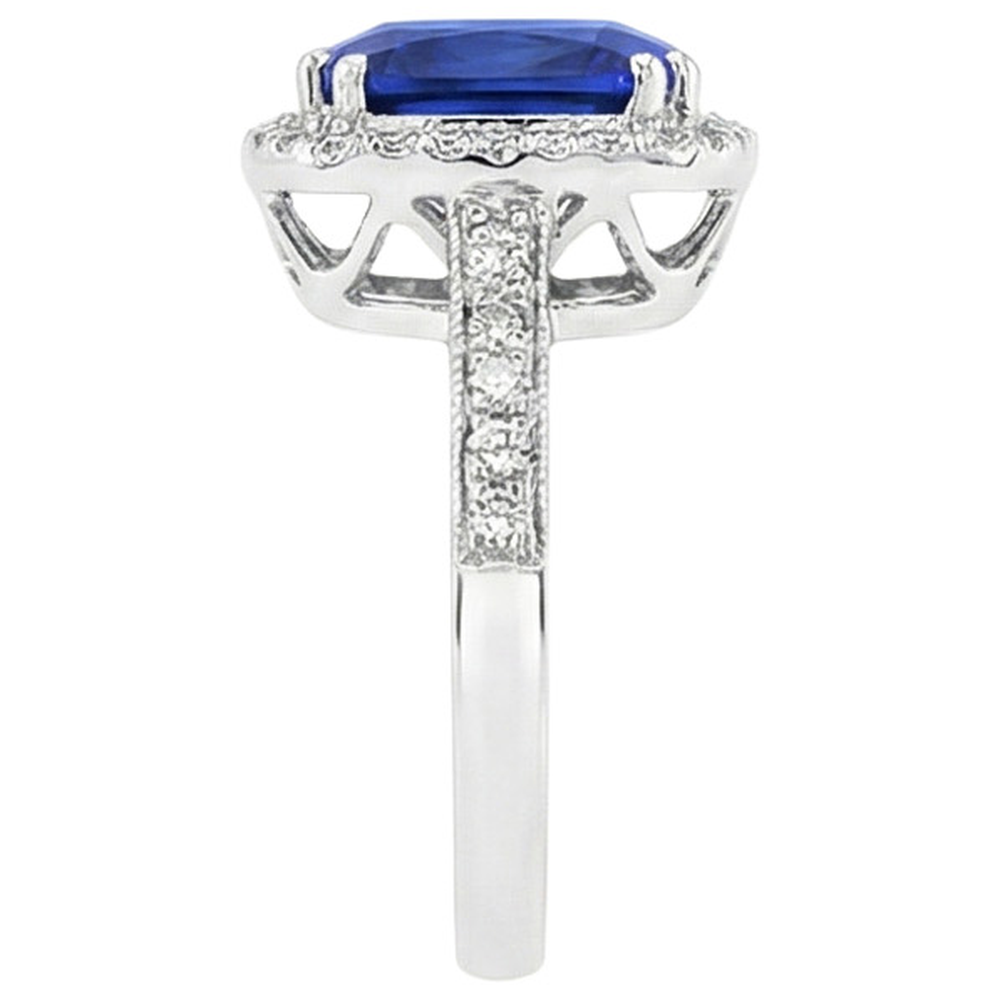 naturel cushion diamant 4.55carats bague vue de dessus