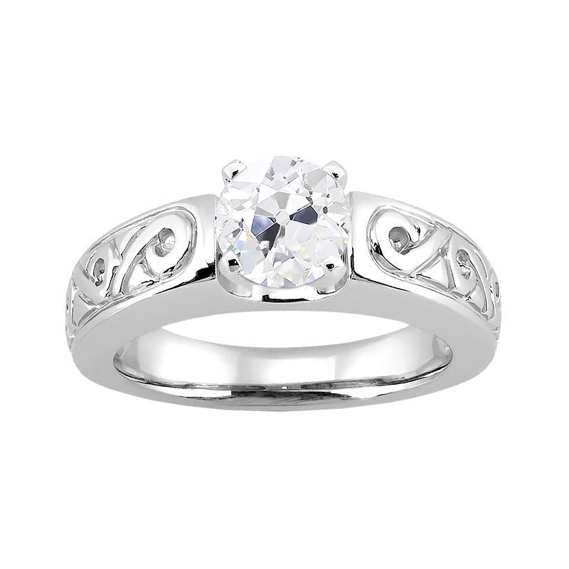 Bague D'Anniversaire À Véritable Diamants Ronds De Style Vintage. 1.75 Carats