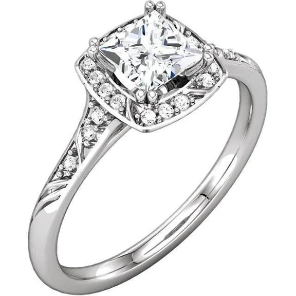 Bague D'Anniversaire De Fiançailles Princesse Réel Diamant 1.72 Carat Or Blanc 14K