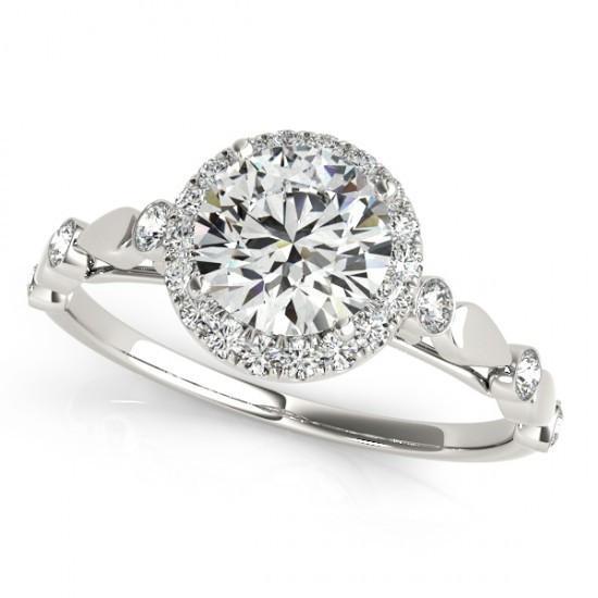 Bague D'Anniversaire De Fiançailles Ronde Avec Halo De Réel Diamants 1.50 Carat WG 14K