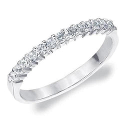 Bague D'Anniversaire De Mariage En Véritable Diamant Pour Femme 0.90 Carats En Or Blanc 14K