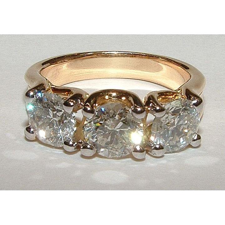 Bague Dame Naturel Diamant Coupe Ronde 3 Carats Or Jaune 14 Carats
