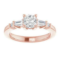 Bague Dame Réel Diamant Taille Ancienne Coussin 4.50 Carats Sertie De Griffes or 14K