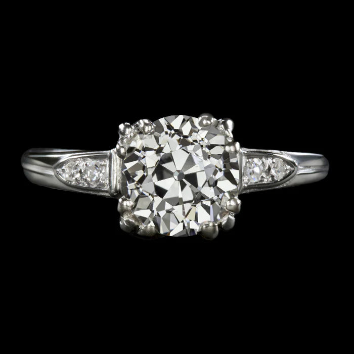 Bague Dame Ronde Ancienne Mine Cut Triple Prong Set 3.50 Carats Réel Diamant Or