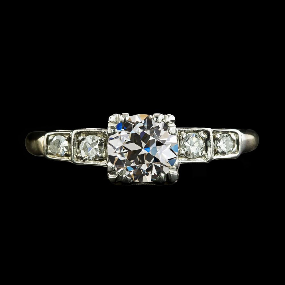 Bague Dame Ronde Véritable Diamant Taille Vieille Mine 5 Pierres Bijoux 2.50 Carats
