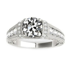 Bague Dame Style Vintage Vieux mineur Véritable Diamant Or 4 Carats