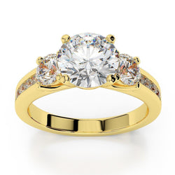 Bague D'anniversaire A Trois Véritable Diamants Ronds Taille Brillant De 3.90 Carats