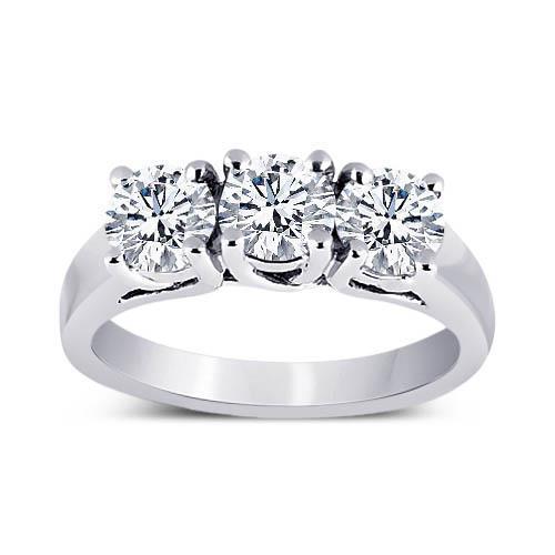 Bague D'anniversaire De Mariage Avec Réel Diamants Ronds De 3 Carats. Bijoux En Pierre 3