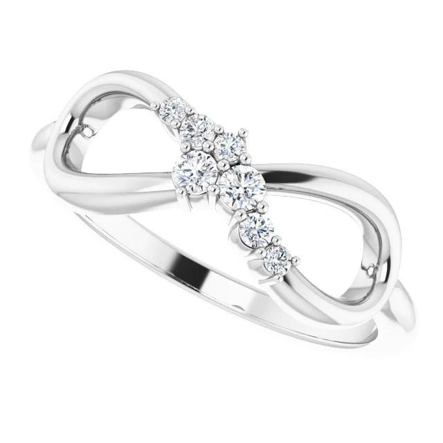 Bague D'anniversaire De Mariage En Réel Diamant 0.39 Carats Infinity Bijoux Pour Dames