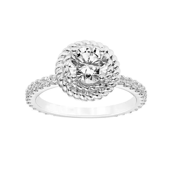 Bague D'anniversaire En Réel Diamant Magnifique De 3.40 Ct Avec Tige De Style Corde Torsadée