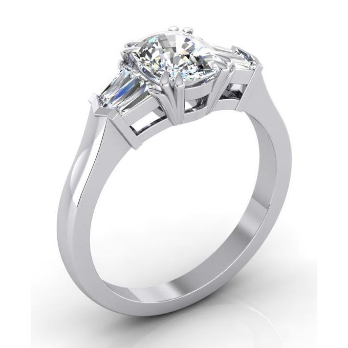 Bague D'anniversaire Naturel Diamant Trois Pierres 1.65 Carat Bijoux En Or Blanc