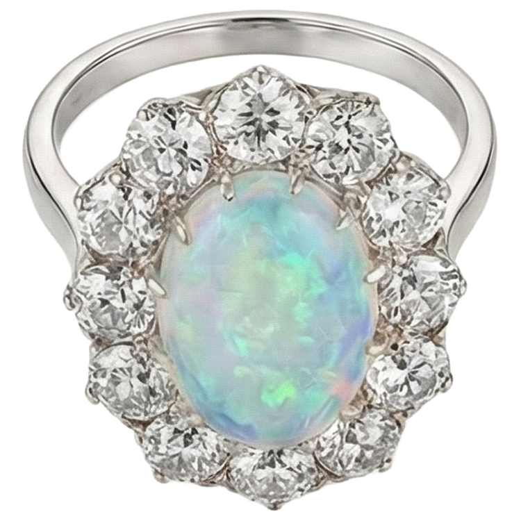 Bague De Cocktail En Opale Halo Pour Femme