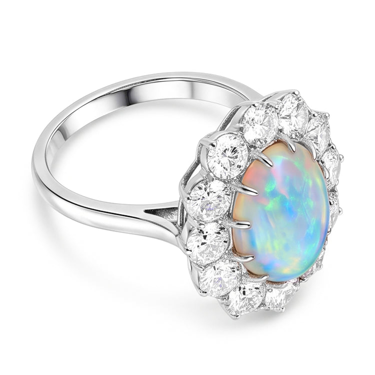 Bague De Cocktail En Opale Halo Pour Femme