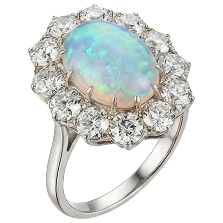Bague De Cocktail En Opale Halo Pour Femme