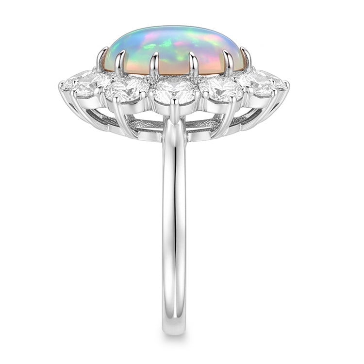 Bague De Cocktail En Opale Halo Pour Femme