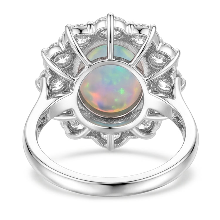 Bague De Cocktail En Opale Halo Pour Femme