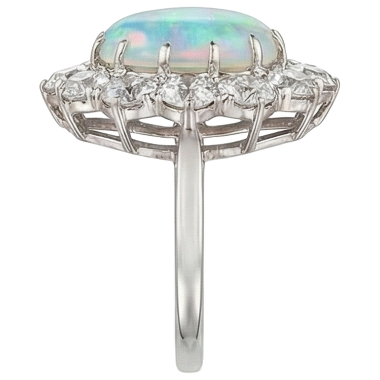 Bague De Cocktail En Opale Halo Pour Femme