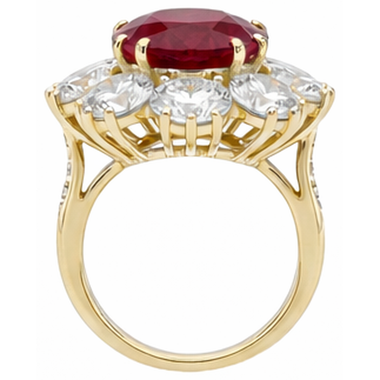 Bague De Cocktail Rouge Rubis Gemme