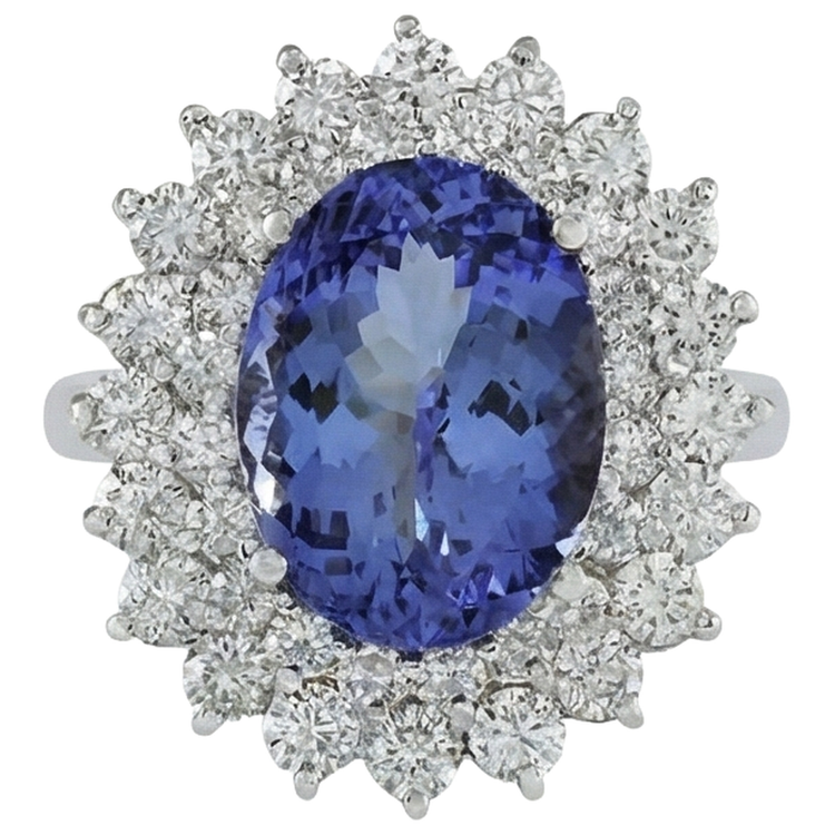Bague De Cocktail élégante En Diamant Tanzanite