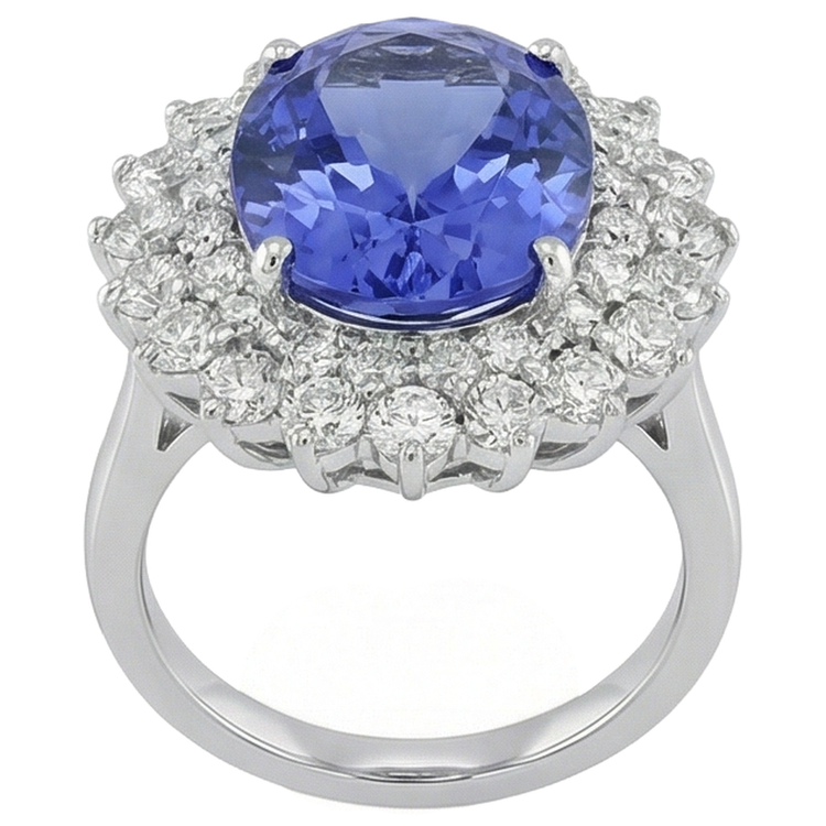 Bague De Cocktail élégante En Diamant Tanzanite