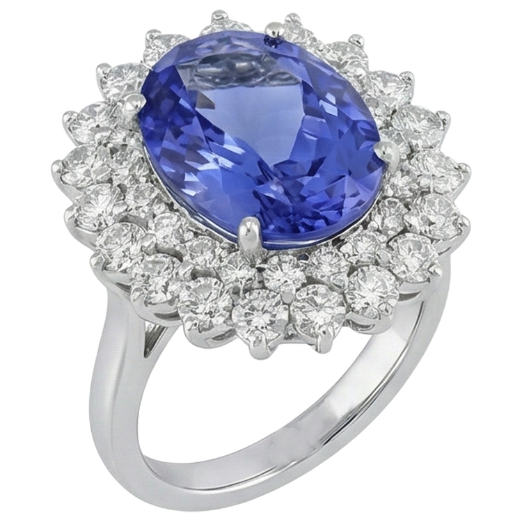 Bague De Cocktail élégante En Diamant Tanzanite