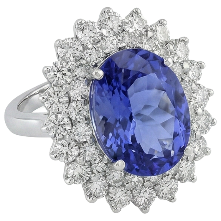 Bague De Cocktail élégante En Diamant Tanzanite