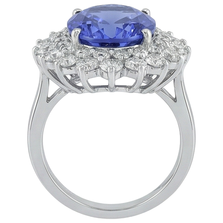 Bague De Cocktail élégante En Diamant Tanzanite