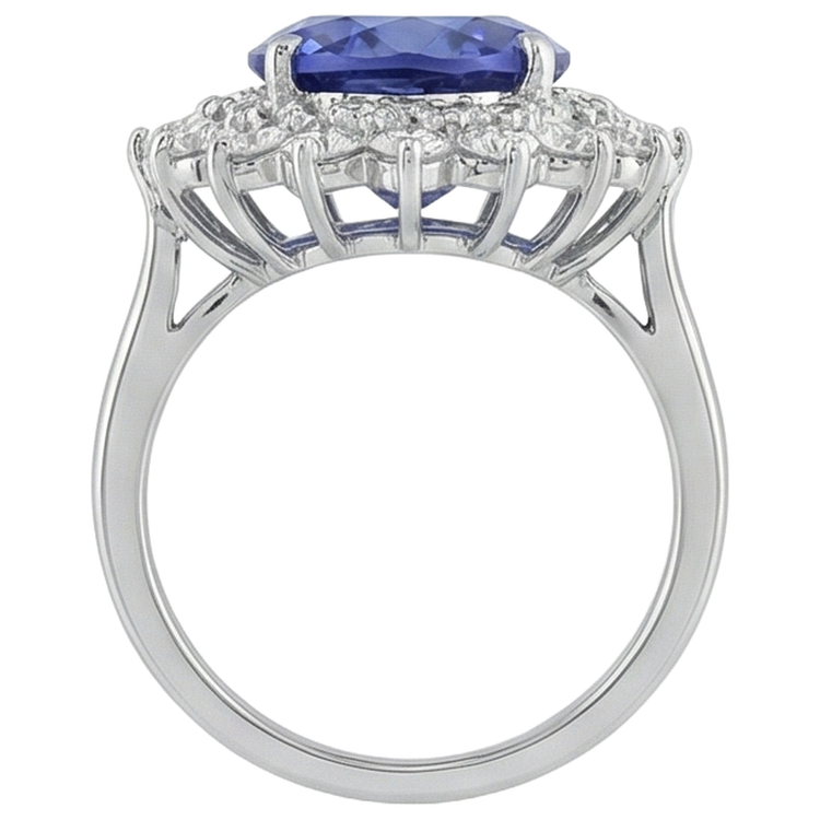 Bague De Cocktail élégante En Diamant Tanzanite