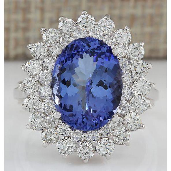 Bague De Cocktail élégante En Diamant Tanzanite