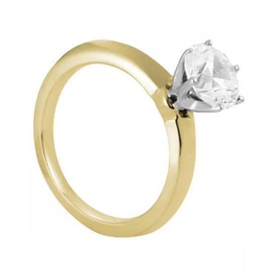 Bague De Fançailles Solitaire Réel Diamant 1.50 Carats Deux Tons 14K