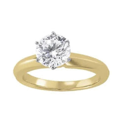 Bague De Fançailles Solitaire Réel Diamant 1.50 Carats Deux Tons 14K