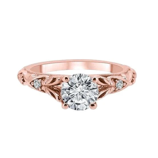 Bague De Fiançaille A 2,60 Carats De Réel Diamants Ronds De Style Classique 14K D'Or Rose