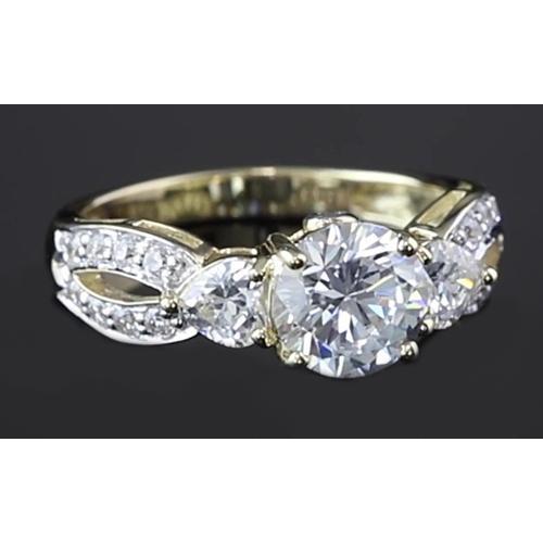 Bague De Fiançaille À 3,25 Carats De Véritable Diamants Ronds Torsadés