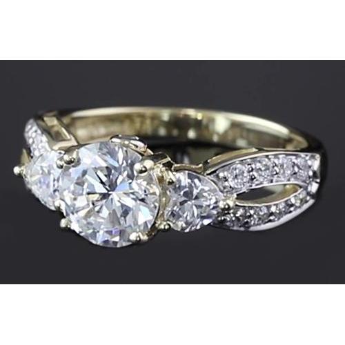 Bague De Fiançaille À 3,25 Carats De Véritable Diamants Ronds Torsadés