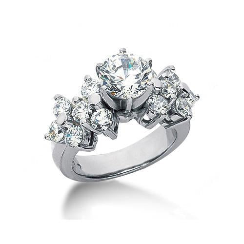 Bague De Fiançaille A 3,30 Carats De Véritable Diamants 14K D'Or Blanc Nouveau